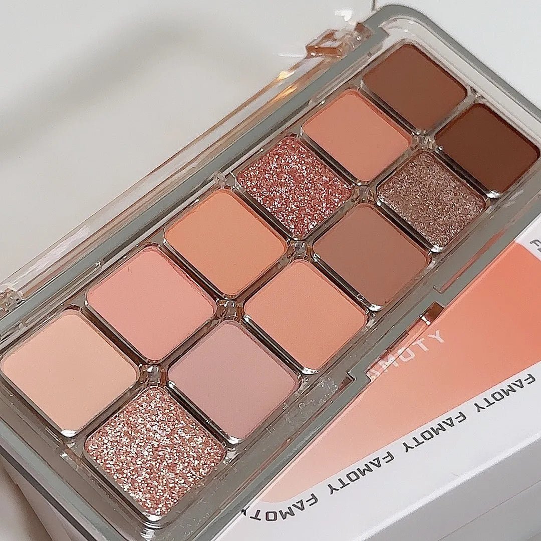 12 - Color Low Saturation Eyeshadow Palette All Matte Tea Apricot Eye Makeup Palette Daily Earth Makeup Long Lasting Eye Shadows - Leeoni America
