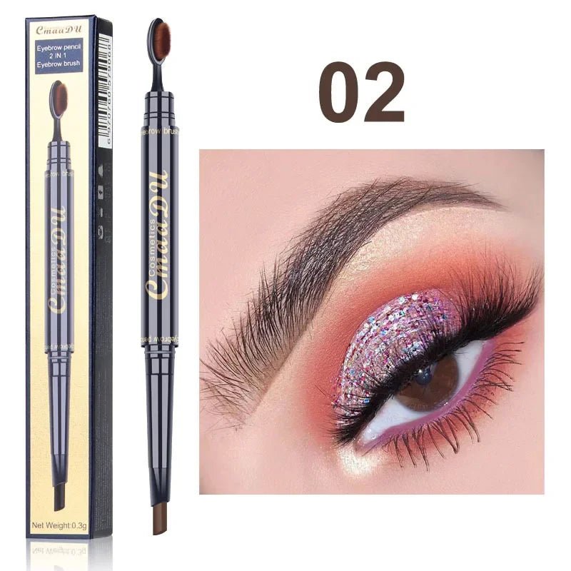 CmaaDu Waterproof Fling Naturally Long Lasting Eye Brows Pencil Styler Precise Microfine Eyebrow Black Brown With Brush Makeup - Leeoni America