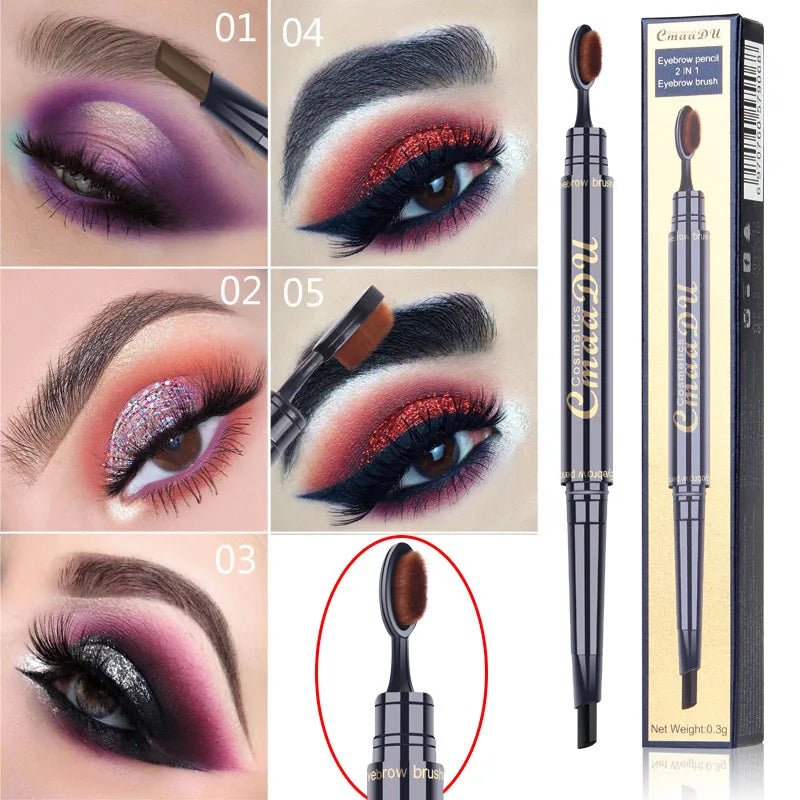 CmaaDu Waterproof Fling Naturally Long Lasting Eye Brows Pencil Styler Precise Microfine Eyebrow Black Brown With Brush Makeup - Leeoni America