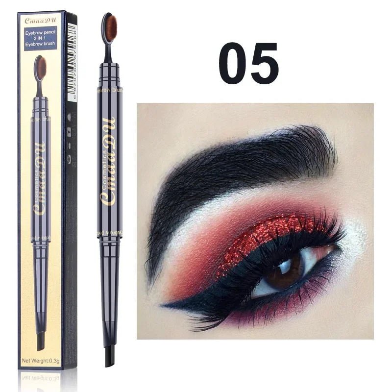CmaaDu Waterproof Fling Naturally Long Lasting Eye Brows Pencil Styler Precise Microfine Eyebrow Black Brown With Brush Makeup - Leeoni America