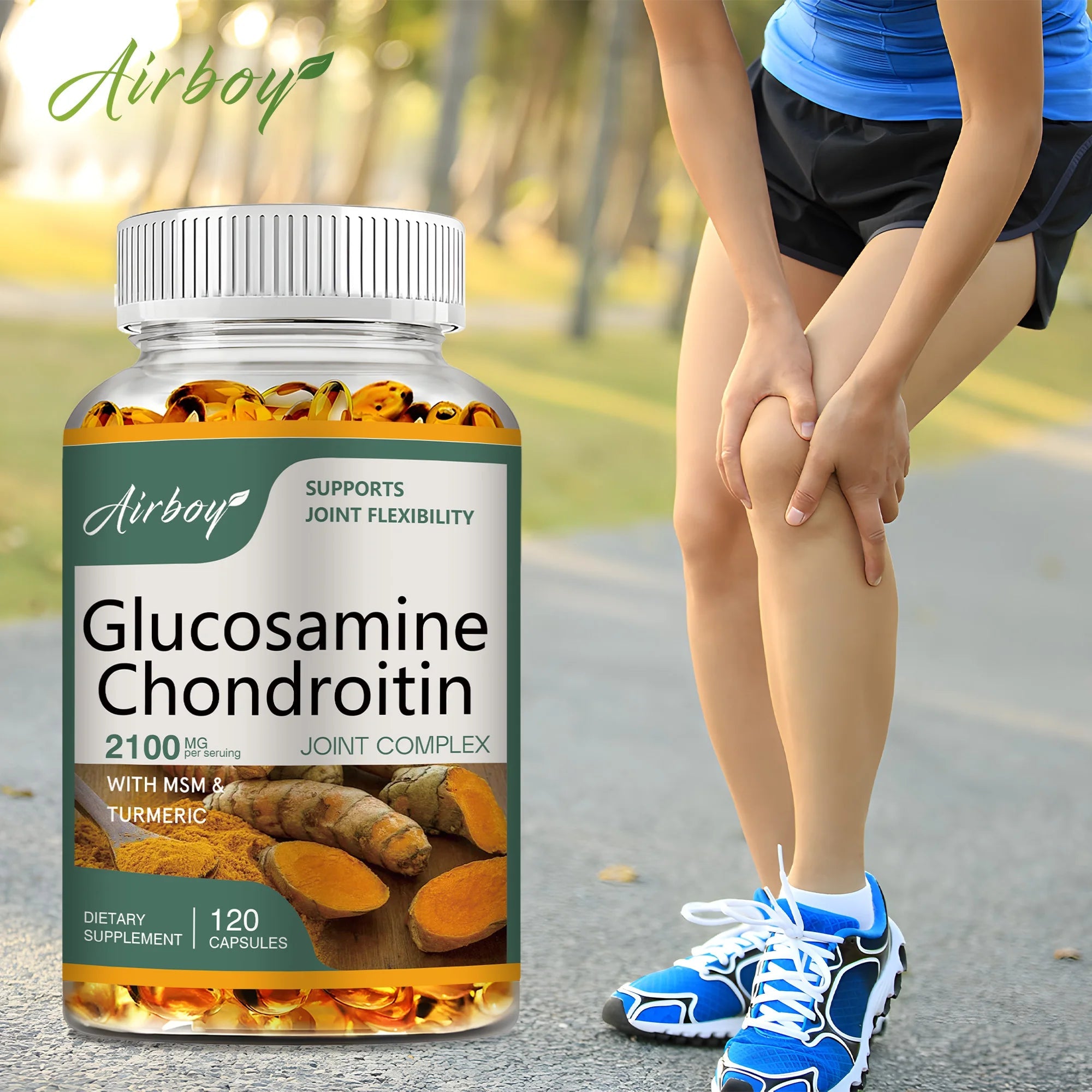 Glucosamine Chondroitin - Joint Complex Supplement, Strengthen Bones, Joint Health, Bone Density - 120 Capsules - Leeoni America