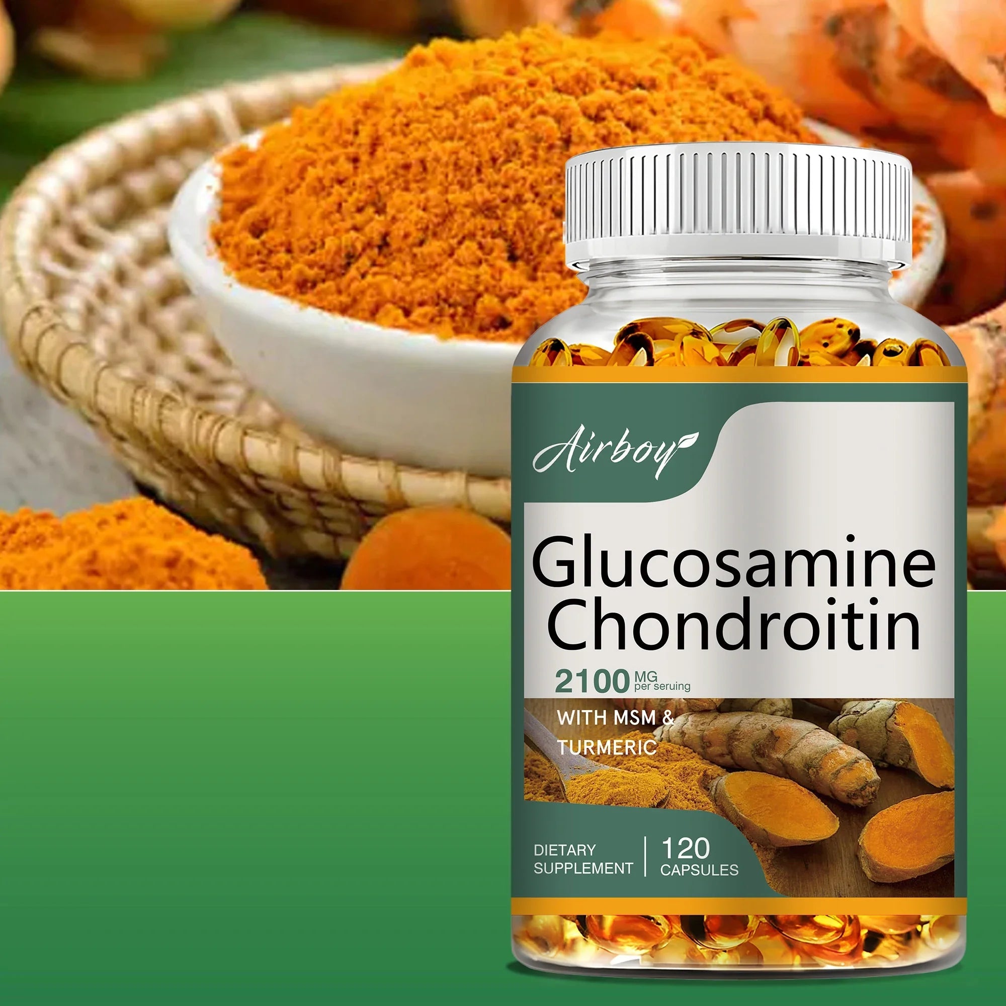 Glucosamine Chondroitin - Joint Complex Supplement, Strengthen Bones, Joint Health, Bone Density - 120 Capsules - Leeoni America