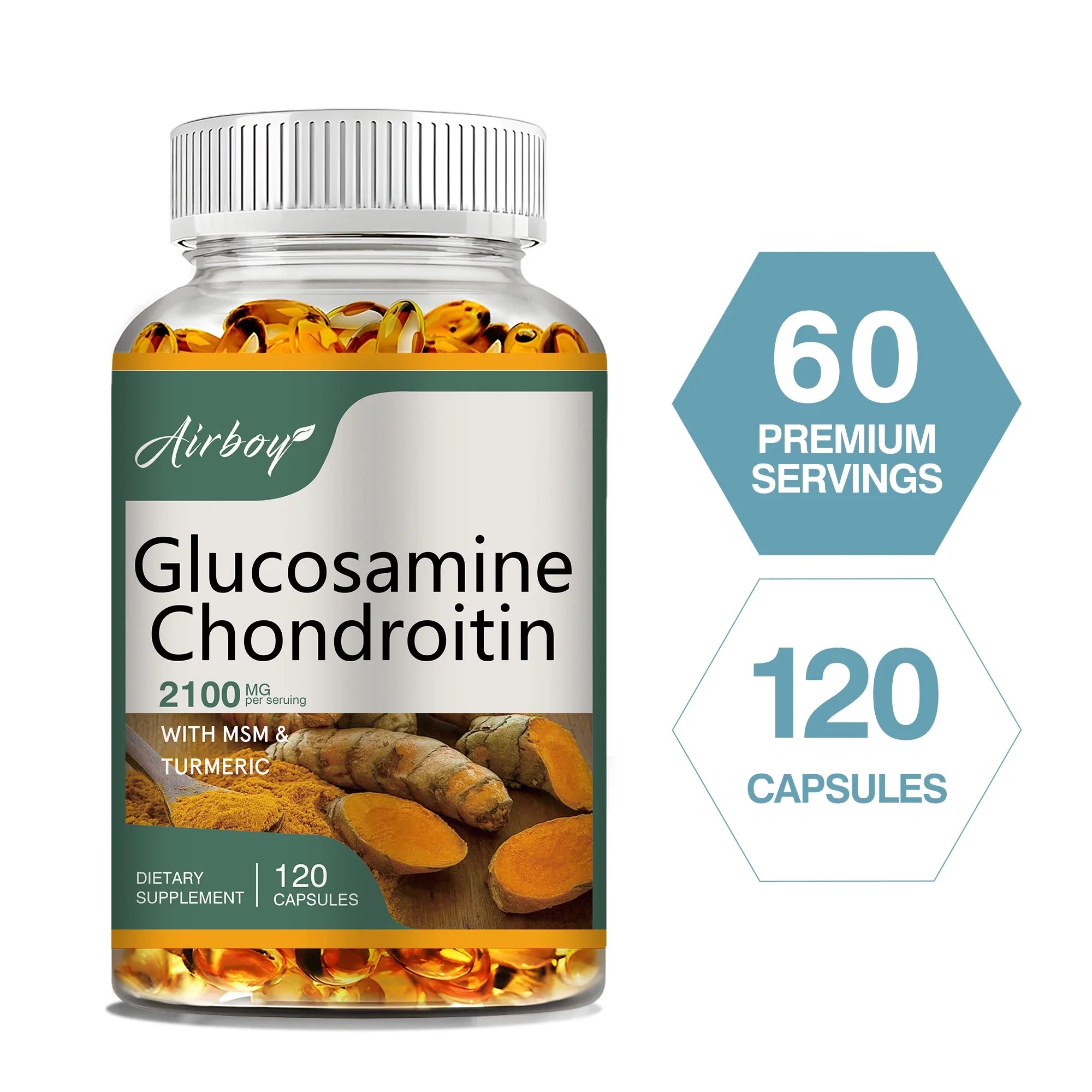 Glucosamine Chondroitin - Joint Complex Supplement, Strengthen Bones, Joint Health, Bone Density - 120 Capsules - Leeoni America