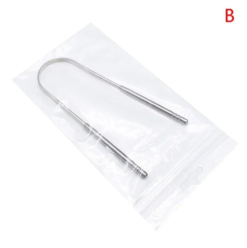 High Quality Stainless Steel Tongue Scraper Cleaner Fresh Breath Cleaning Coated Tongue Toothbrush Oral Hygiene Care Tools - Leeoni America