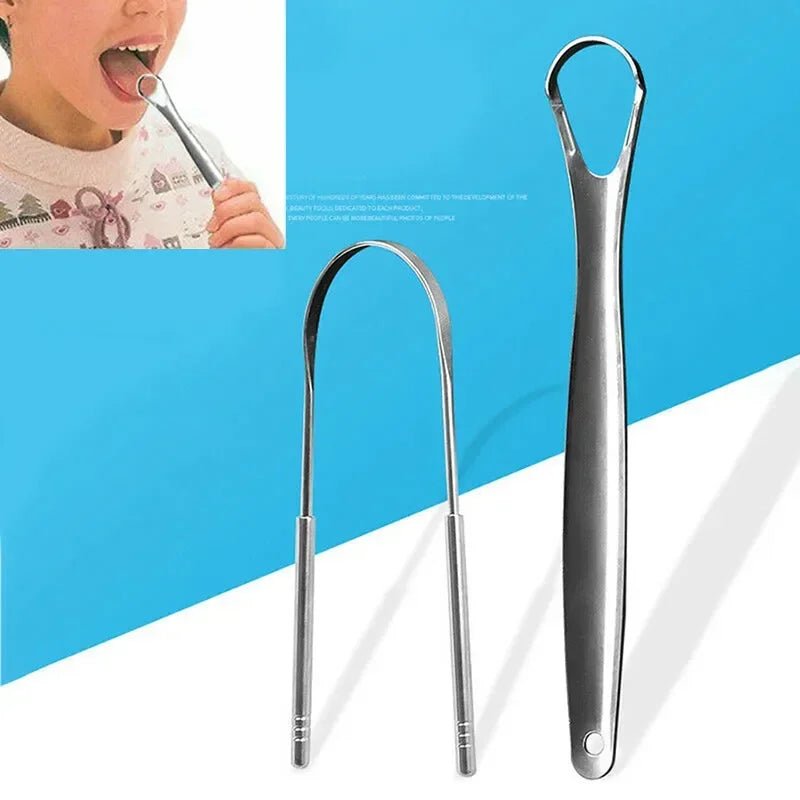 High Quality Stainless Steel Tongue Scraper Cleaner Fresh Breath Cleaning Coated Tongue Toothbrush Oral Hygiene Care Tools - Leeoni America