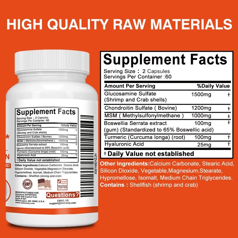 Joint Support - Glucosamine & Chondroitin & MSM 3 - in - 1 - Joint Health Support, for Bone and Cartilage Health - Leeoni America