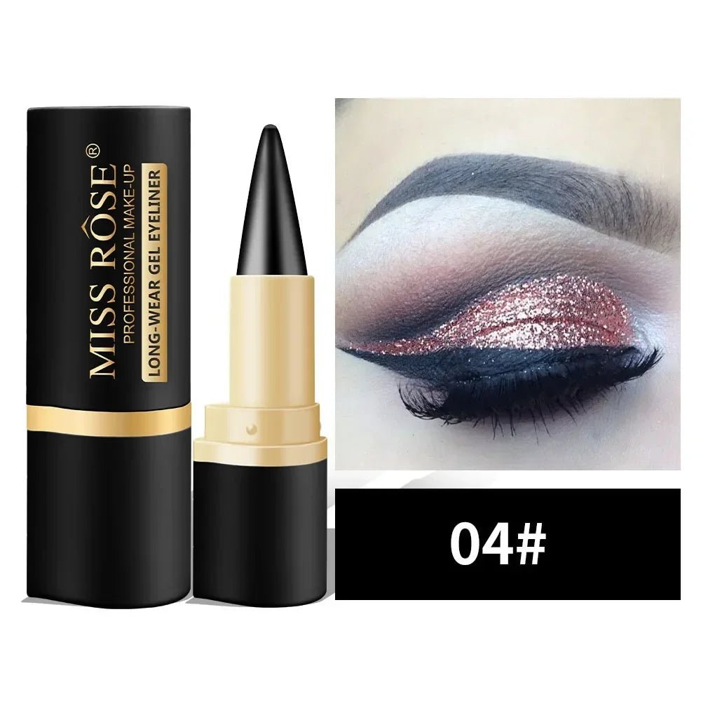 Miss Rose Black Long - Lasting Gel Eyeliner Pen 24 - Hour Waterproof Kajal Eye Shadow Pencil Shimmer Cosmetic for Eye Makeup - Leeoni America