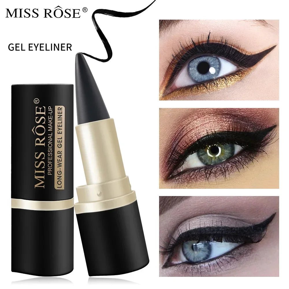 Miss Rose Black Long - Lasting Gel Eyeliner Pen 24 - Hour Waterproof Kajal Eye Shadow Pencil Shimmer Cosmetic for Eye Makeup - Leeoni America