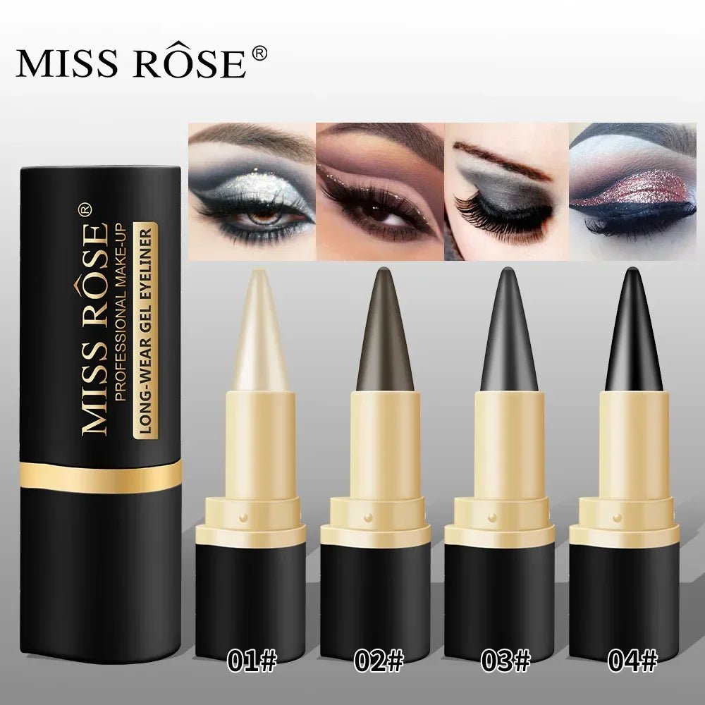 Miss Rose Black Long - Lasting Gel Eyeliner Pen 24 - Hour Waterproof Kajal Eye Shadow Pencil Shimmer Cosmetic for Eye Makeup - Leeoni America
