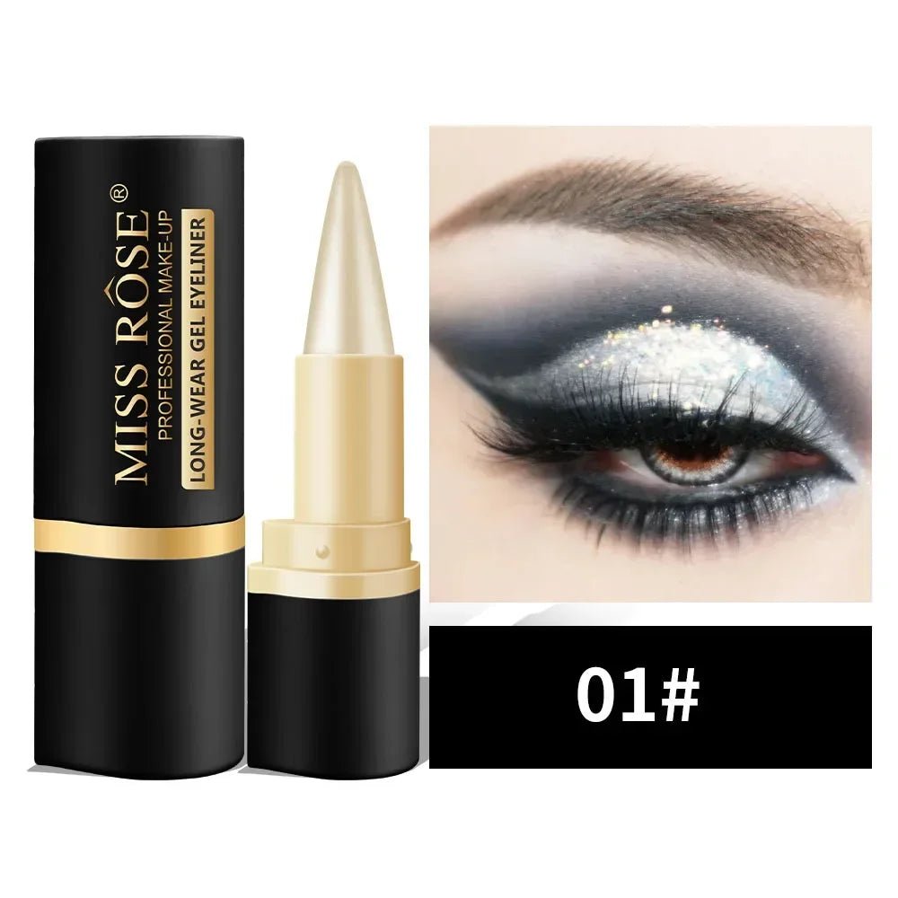 Miss Rose Black Long - Lasting Gel Eyeliner Pen 24 - Hour Waterproof Kajal Eye Shadow Pencil Shimmer Cosmetic for Eye Makeup - Leeoni America