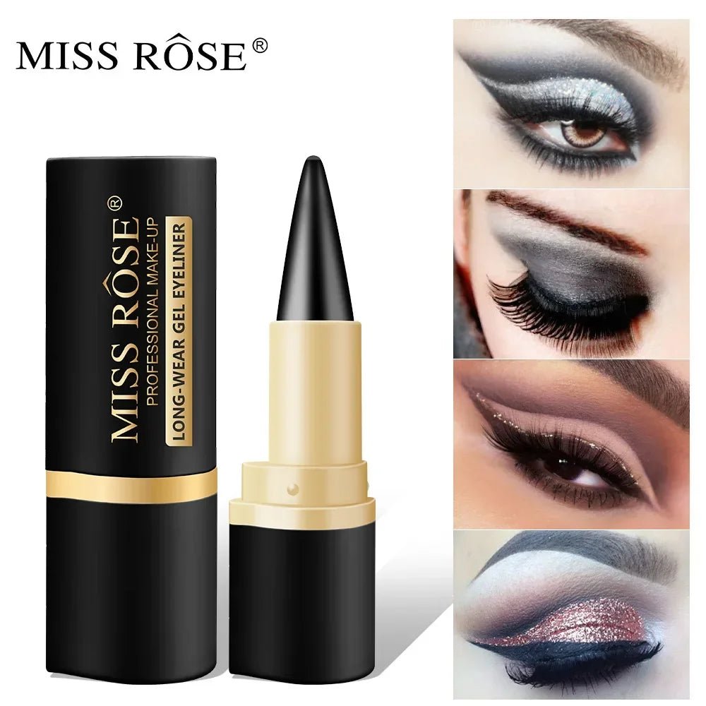 Miss Rose Black Long - Lasting Gel Eyeliner Pen 24 - Hour Waterproof Kajal Eye Shadow Pencil Shimmer Cosmetic for Eye Makeup - Leeoni America