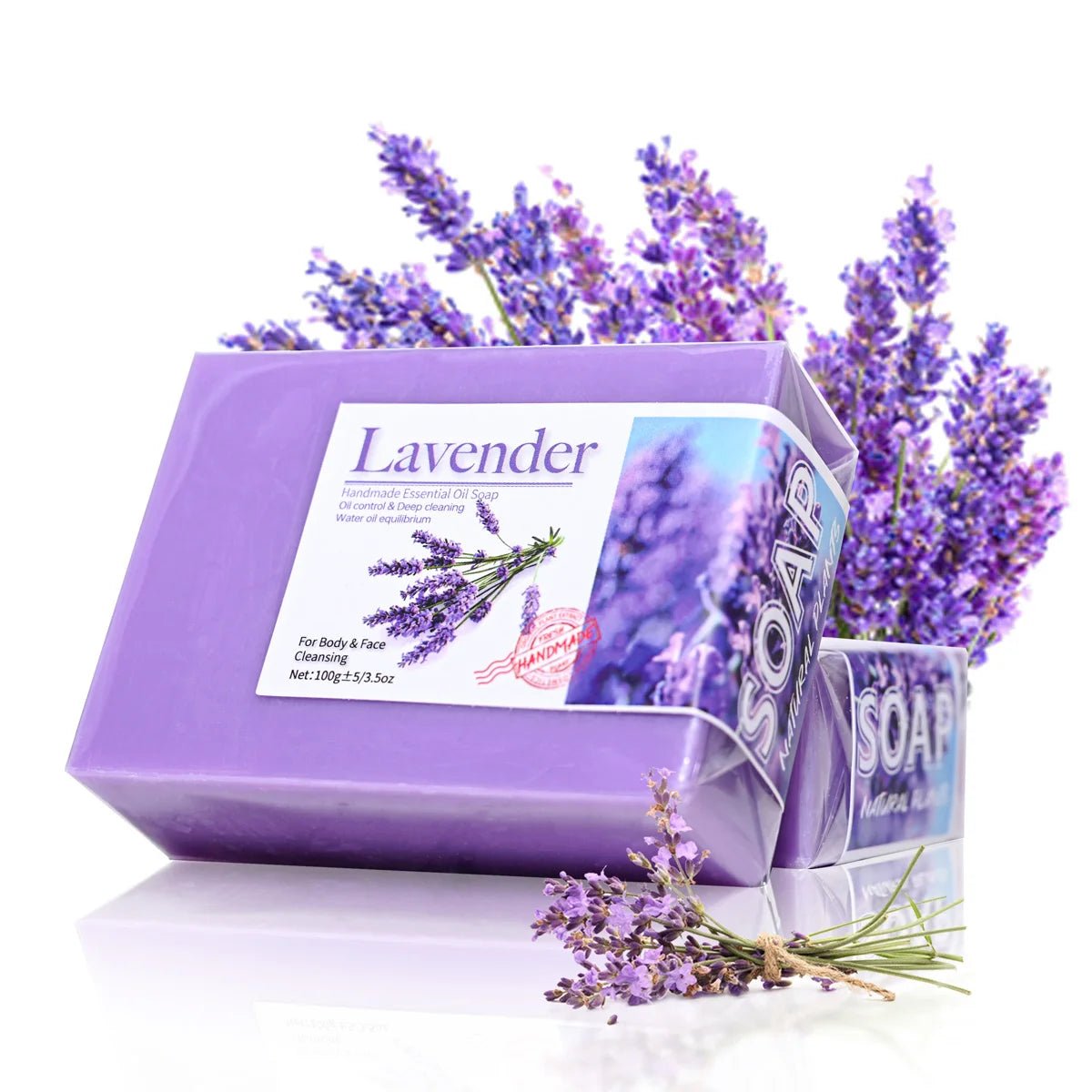 Natural Organic Lavender Essential Oil Soap Handmade Soap for Cleansing, Refreshing, Oil Control, Bath Soap - Leeoni America
