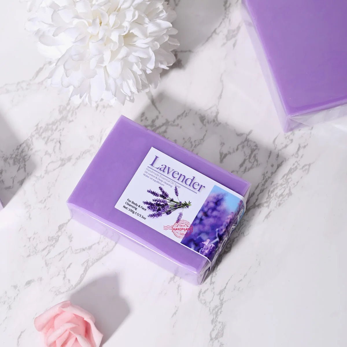 Natural Organic Lavender Essential Oil Soap Handmade Soap for Cleansing, Refreshing, Oil Control, Bath Soap - Leeoni America