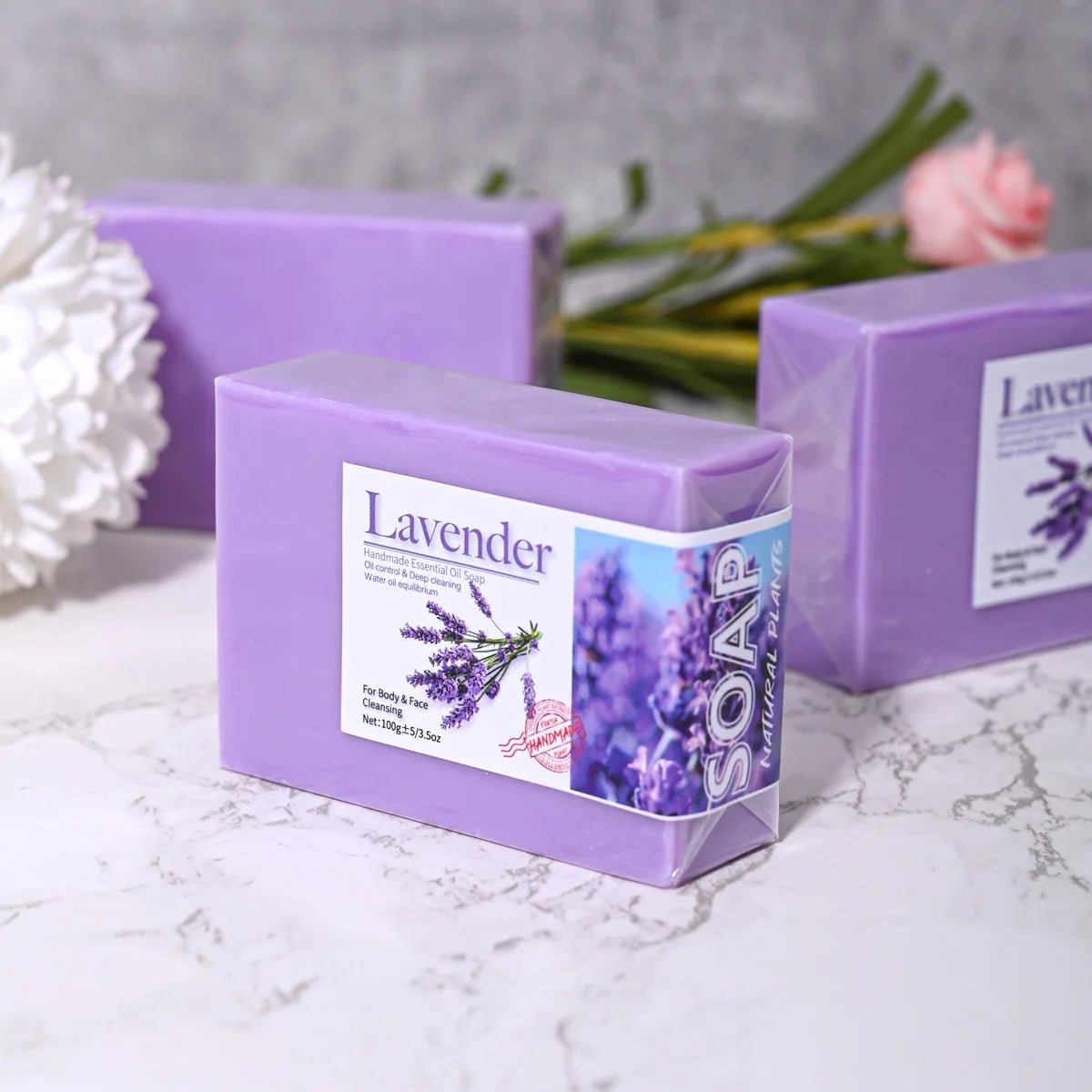 Natural Organic Lavender Essential Oil Soap Handmade Soap for Cleansing, Refreshing, Oil Control, Bath Soap - Leeoni America